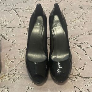 Stuart Weitzman black patten leather platforms
